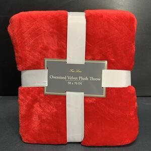 Fine Lines Velvet Plush Throw 50x70in Red Very Soft NOS
